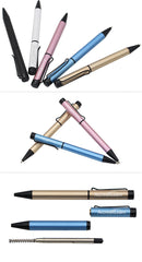 Twist-Type Stainless Steel Ballpoint Pen With Wire Clip