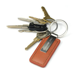 Rectangular Metal And Leather Keychain