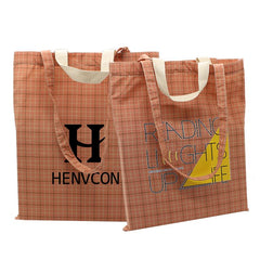 Checkered Cotton Tote Bag With Carrying Handles And Carrying Straps