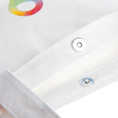 White Canvas Tote Bag With Snap Fastener