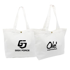 Horizontal Canvas Tote Bag With Snap Fastener
