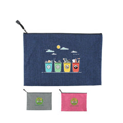 Medium Distressed Fabric Zip Pencil Case