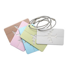 Brushed Metal Luggage Tag With Aeroplane Design