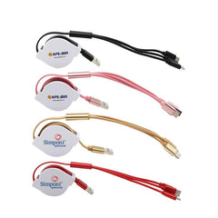 Retractable 3-In-1 Charging Cable Set