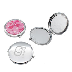 Round Flip Pocket Mirror with Flamingo Designs