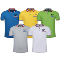 Short-Sleeved Polo Shirt With Colourful Stripes On Collar, Inner Collar, Inner Placket, Front Pocket And Sleeve Edge
