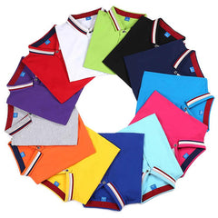 Pure Cotton Short-Sleeved Polo Shirt With Colourful Striped Collar