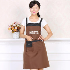 Water-Resistant Apron With Black Shoulder Straps And 2 Front Pockets
