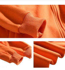 Zippered Long-Sleeved Sweater With Hood And 2 Pockets