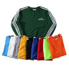 Three-Bar Stripe Design Round Neck Sweater