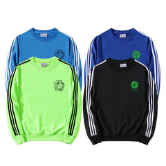 Three-Bar Stripe Design Round Neck Sweater