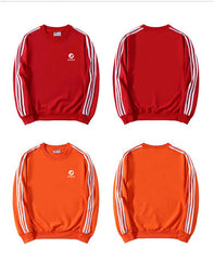 Three-Bar Stripe Design Round Neck Sweater