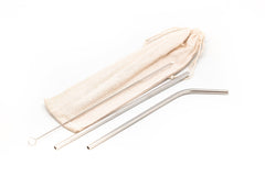 3pc Metal Straw Set in Fabric Case Cases One Dollar Only