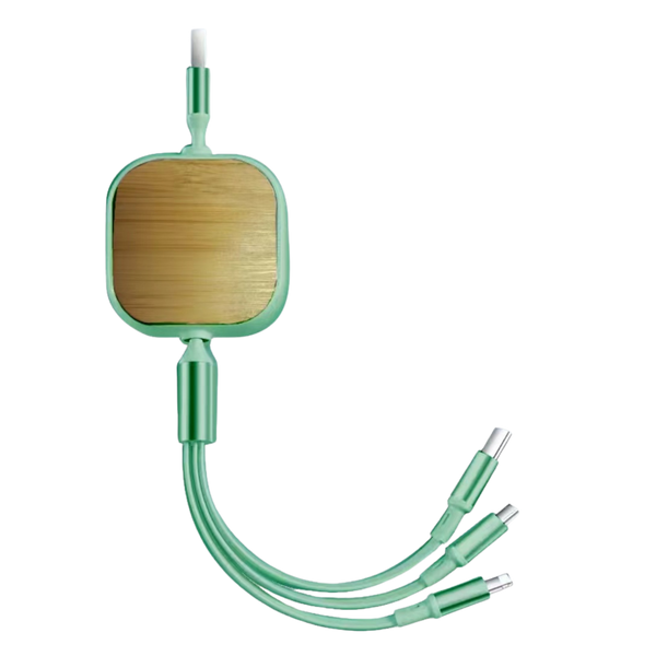 Wooden 3-in-1 Retractable Data Cable (Deliver in 4-6 weeks)
