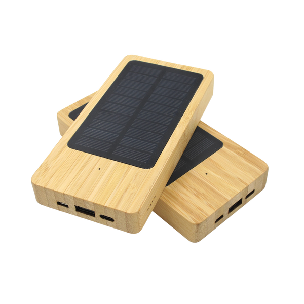 5000 MAH Solar-Powered Bamboo Power Bank (Deliver in 4-6 weeks)