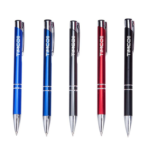 Push Button Ballpoint Pen With Silver Tip