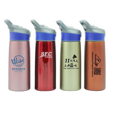 Sports Water Bottle With Push Button Straw (750ml)