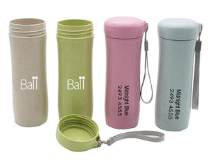 Wheat Fibre Drinking Bottle With Thin Cloth Strap