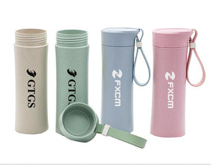 Wheat Fibre Drinking Bottle With Thick Rubber Strap