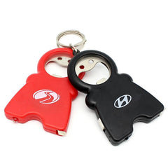 Smiling Man Keychain With Tape Measure, Led Light And Bottle Opener
