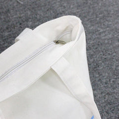 White Canvas Tote Bag With Zip