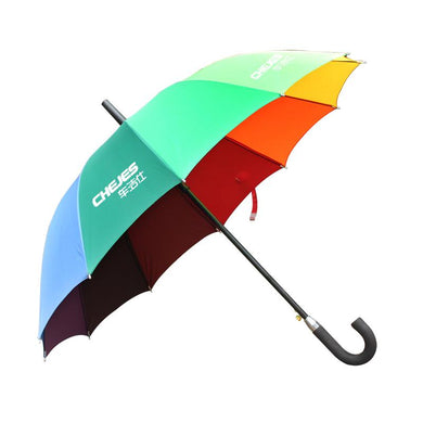 Non-Collapsible Rainbow Coloured Umbrella With Foam Rubber Handle