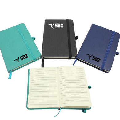 A6 Notebook With Pu Leather Cover, Elastic Band Closure And Pen Holder