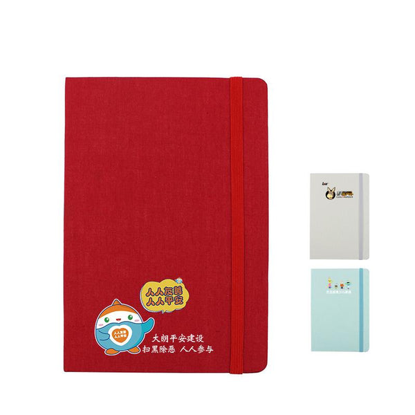 Notebook With Cloth Cover And Elastic Band Closure