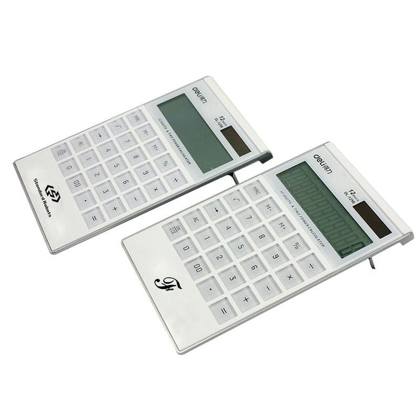 White Solar Powered Calculator