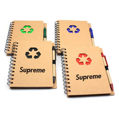 Notebook With Recycling Symbol On Kraft Paper Cover