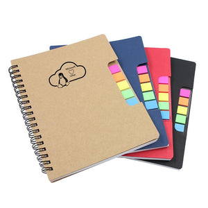 Office Notebook With Colourful Sticky Flags Set