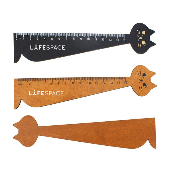 Cat-Shaped Wooden Ruler