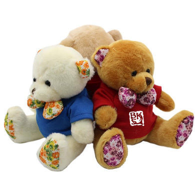 16cm Teddy Bear Plush Toy With Floral Bow Tie