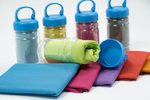 Cooling Sports Towel in Plastic bottle with Hook