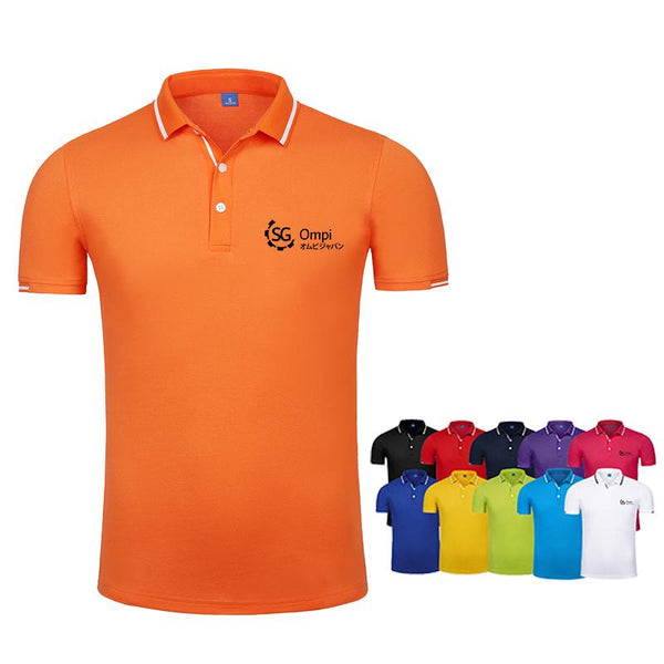 Short-Sleeved Polo Shirt With Strip On Collar, Inner Placket And Sleeve Edge