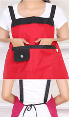 Water-Resistant Apron With Black Shoulder Straps And 2 Front Pockets