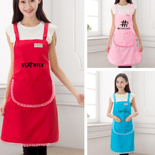 Neckband Apron With Lace Trim