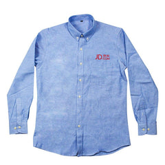 Collared Button-Up Long-Sleeved Shirt with Front Pocket
