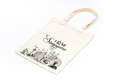 Cotton Canvas Tote Bag with Singapore Design