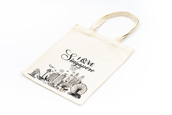 Cotton Canvas Tote Bag with Singapore Design