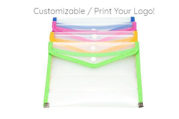 A5 Plastic Button Folder with Fabric Trim